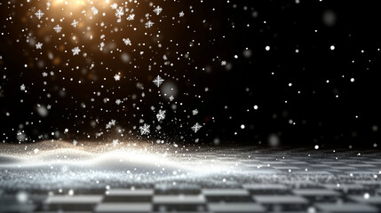 Poster - Snowflakes falling in a winter landscape with snowfall creating a magical atmosphere