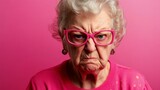 Angry aggressive rude grandma composition background 