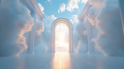 Wall Mural - Heavenly Archway Entrance Through Cloudscape