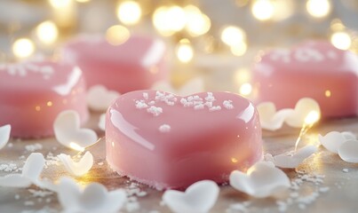 Sticker - A pink heart shaped dessert with white sugar on top