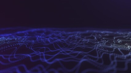 Wall Mural - Blue Glowing Particle Waves with Smooth Flow