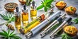 © Arnada - Vibrant Display of CBD Vape Pens with Cannabis Concentrates and Vape Juices, Showcasing an Array of THC Oil Options in a Modern, Minimalistic Setting