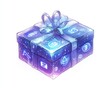 © ธิดาพร สูญราช - A beautifully wrapped gift box with cosmic designs and shimmering blue tones.