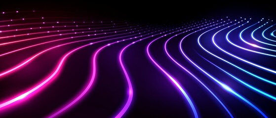 Wall Mural - Colorful, abstract image of purple and blue lines. The image is a representation of a wave, with the lines representing the crest and trough of the wave. The colors are bright and vibrant