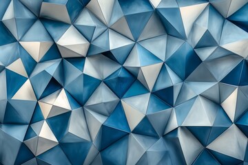 Poster - blue and white abstract design with triangles. the blue and white colors create a sense of calmness 