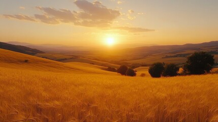 Canvas Print - Golden wheat held in hand during sunset in a field