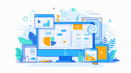 Modern Landing Page Vector Line Icon on White Background