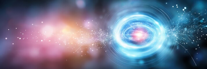 Poster - Exploring the Depths of Potential Abstract Quantum Realms in Vibrant Cosmic Colors