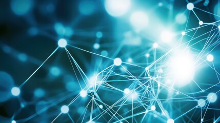 Poster - Exploring the Intricate Connections of Potential Abstract Quantum Realms in Vibrant Blue Hues