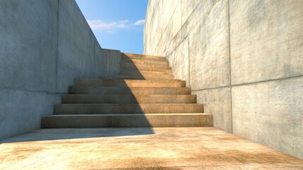 Poster - Stairs Leading to a Hidden Destination in a Minimalist Architectural Setting