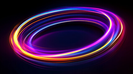 Poster - Abstract radial gradient blur purple neon light. Abstract circle blue, yellow and red cyber vector dot label. Glow round isolated soft color element set for headline. Futuristic holographic stain