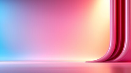 A pink and blue abstract background with curved lines
