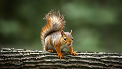 Wall Mural - A close up of a Red Squirrel in a tree