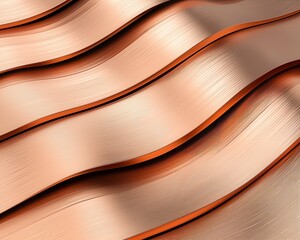 Aufkleber - Abstract close-up of fluid metallic waves in warm copper tones, creating a sense of flow and elegance.