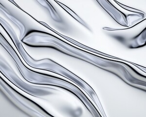 Poster - Abstract silver metal texture with flowing waves, creating a dynamic and modern aesthetic.