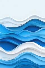 Poster - Vibrant waves in shades of blue create a soothing and dynamic abstract ocean view.