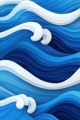 Poster - Abstract waves in varying shades of blue and white create a serene oceanic vibe.