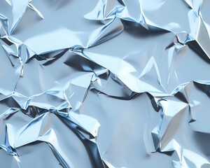 Poster - Close-up of crumpled aluminum foil with a shiny silver surface, reflecting light and creating dynamic textures.