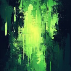Poster - Dynamic green abstract art modern gallery digital artwork vibrant environment close-up view creative expression