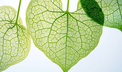 Wall Mural - Green Leaves Vein Structure Detailed Close Up