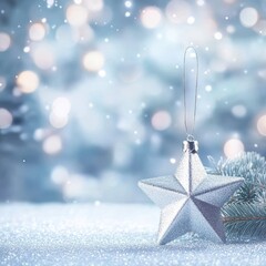 Wall Mural - abstract blur white. and silver color background with star glittering light for show,promote and adv