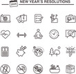 © designcocktail - New year´s resolutions icon set. Personal goals, healthy habits. Vector line icons with editable stroke.
