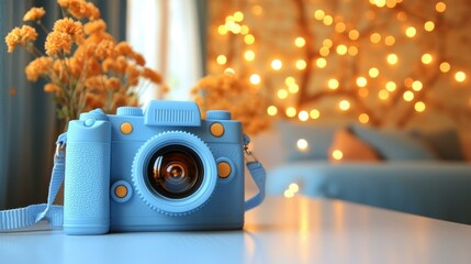 Children’s Toys and Games Toy camera Pretend camera with buttons and viewfinder for creative play Isolated solo on plain background