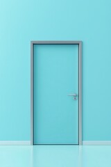 Poster - A sleek, modern door in a vibrant turquoise setting, creating a fresh and inviting atmosphere.