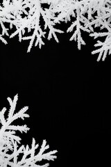 Poster - Intricate frost patterns frame a dark background, creating a serene winter atmosphere.