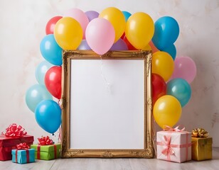 new year eve christmas wedding anniversary birthday celebration cake with shining colorful balloons,