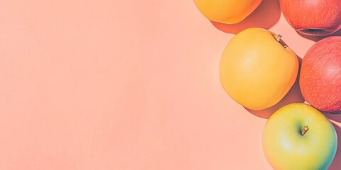 Poster - Brightly colored banner featuring apples with empty space for text or design element