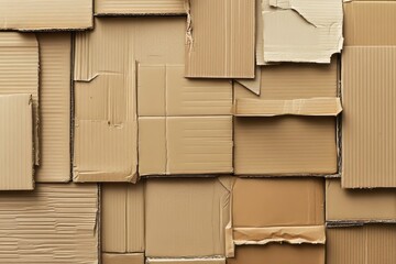 Poster - Pattern of textured cardboard arranged in varying sizes and shapes for artistic backdrop or design purposes