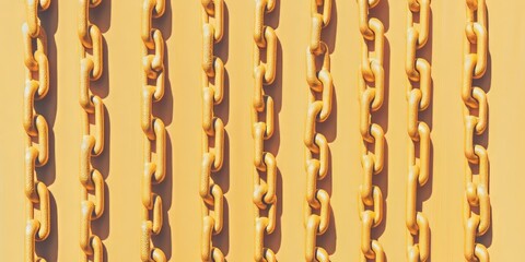 Poster - Pattern texture of interlinked gold chains against a bright background showcasing contrasting clean shadows and vibrant colors