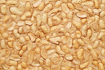 Poster - Pattern texture of creamy peanut paste with roasted peanuts and a rich, smooth appearance