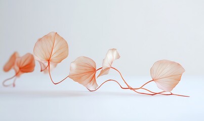 Wall Mural - Delicate Coral Leaves Arranged On White Background