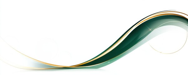 Wall Mural - Elegant abstract design with green and gold curved lines and circle element