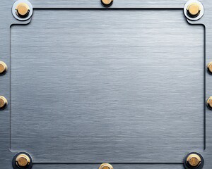 Poster - Close-up of a polished metal surface with golden rivets, creating a sleek industrial look.