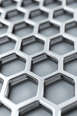 Poster - Close-up of a sleek, metallic honeycomb pattern showcasing a modern design aesthetic.