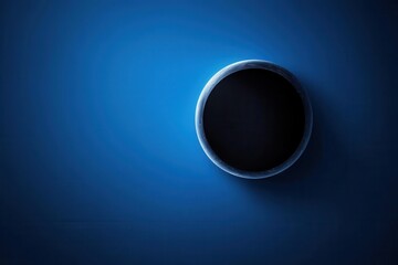 Poster - A serene composition featuring a circular black shape against a deep blue background, evoking calmness and depth.