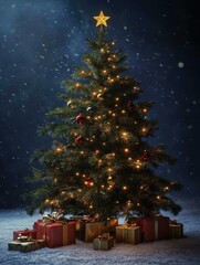 Wall Mural - christmas tree with lights