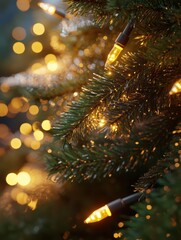 Wall Mural - close up on christmas tree with light
