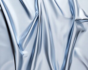 Poster - A close-up view of shimmering blue satin fabric, showcasing its smooth texture and elegant drapes.