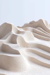 Poster - A close-up view of a textured, beige landscape sculpture with gentle undulating peaks and valleys.