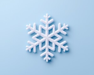 Poster - A detailed white snowflake on a soft blue background, capturing the essence of winter's beauty and tranquility.