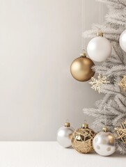 Wall Mural - christmas white background with christmas balls and decoration - 3d rendering
