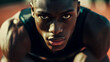 © edojob - Determined male athlete preparing for a race on a track