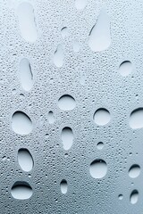 Poster - Close-up of water droplets on a smooth glass surface, creating a soothing and tranquil atmosphere.