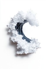 Poster - A dynamic wave created from white foam and dark water, showcasing vibrant motion and fluidity against a clean background.