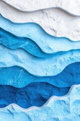Poster - A dynamic depiction of layered waves in varying shades of blue and white, creating a serene and calming visual effect.