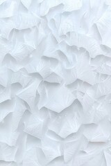 Poster - An abstract close-up of delicate, translucent white petals arranged intricately, evoking a serene and ethereal mood.